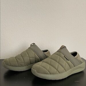 Olive Quilted Slip-On Shoes